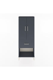 Arges Dolap 3 Raflı Tek Çekmeceli 2 Kapaklı 60x30x163 Antrasit-Antrasit