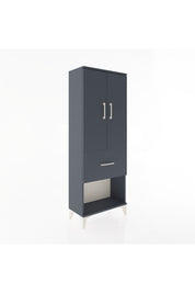 Arges Dolap 3 Raflı Tek Çekmeceli 2 Kapaklı 60x30x163 Antrasit-Antrasit