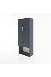 Arges Dolap 3 Raflı Tek Çekmeceli 2 Kapaklı 60x30x163 Antrasit-Antrasit