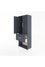 Arges Dolap 3 Raflı Tek Çekmeceli 2 Kapaklı 60x30x163 Antrasit-Antrasit