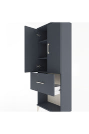 Arges Dolap 3 Raflı Tek Çekmeceli 2 Kapaklı 60x30x163 Antrasit-Antrasit