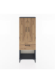 Arges Dolap 3 Raflı Tek Çekmeceli 2 Kapaklı 60x30x163 Antrasit-Çam