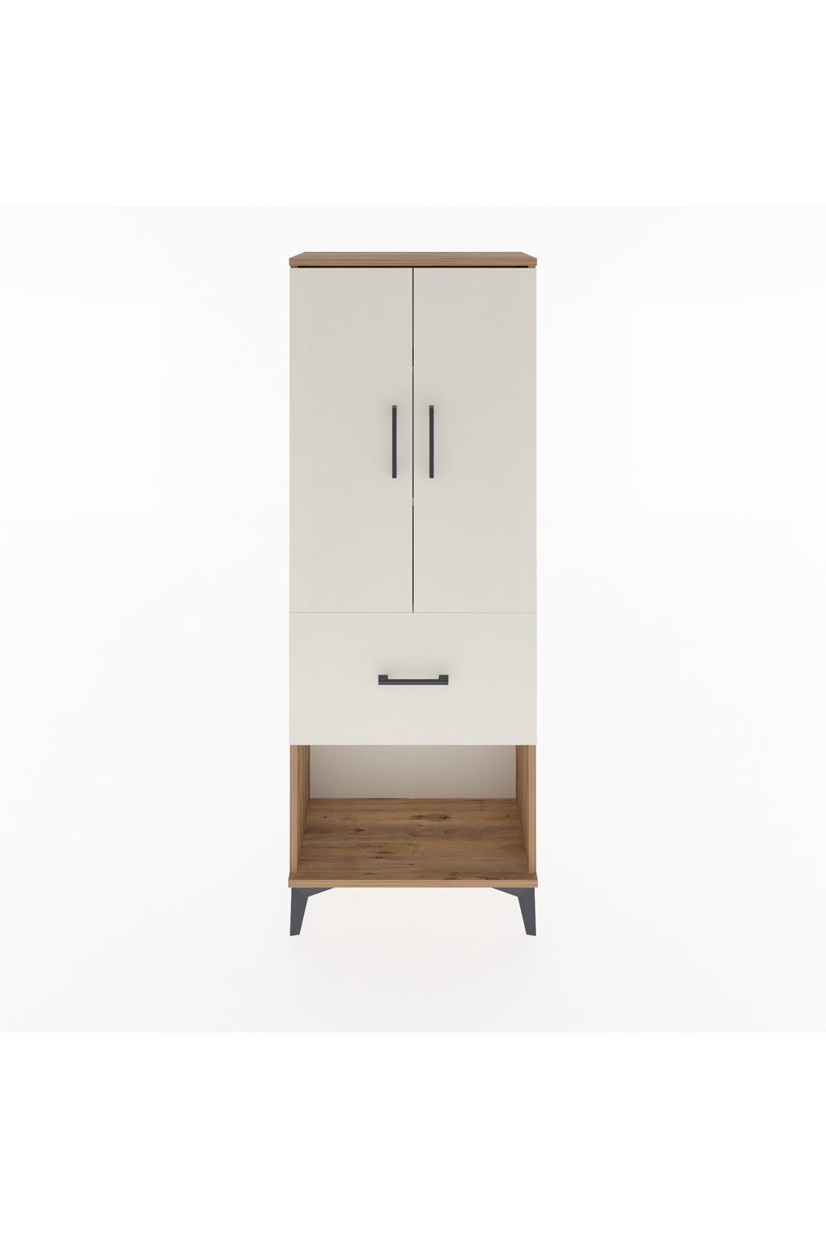 Arges Dolap 3 Raflı Tek Çekmeceli 2 Kapaklı 60x30x163 Çam-Aytaşı