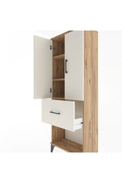 Arges Dolap 3 Raflı Tek Çekmeceli 2 Kapaklı 60x30x163 Çam-Aytaşı