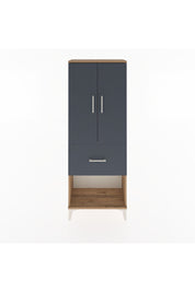 Arges Dolap 3 Raflı Tek Çekmeceli 2 Kapaklı 60x30x163 Çam-Antrasit