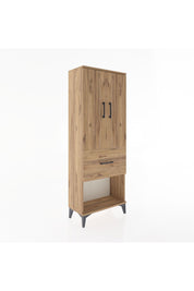 Arges Dolap 3 Raflı Tek Çekmeceli 2 Kapaklı 60x30x163 Çam-Çam