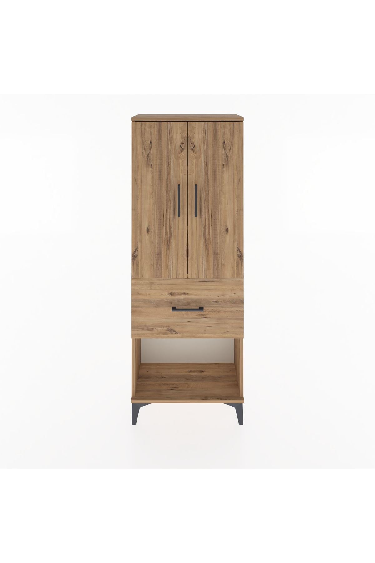 Arges Dolap 3 Raflı Tek Çekmeceli 2 Kapaklı 60x30x163 Çam-Çam