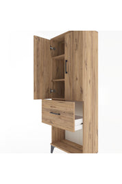 Arges Dolap 3 Raflı Tek Çekmeceli 2 Kapaklı 60x30x163 Çam-Çam
