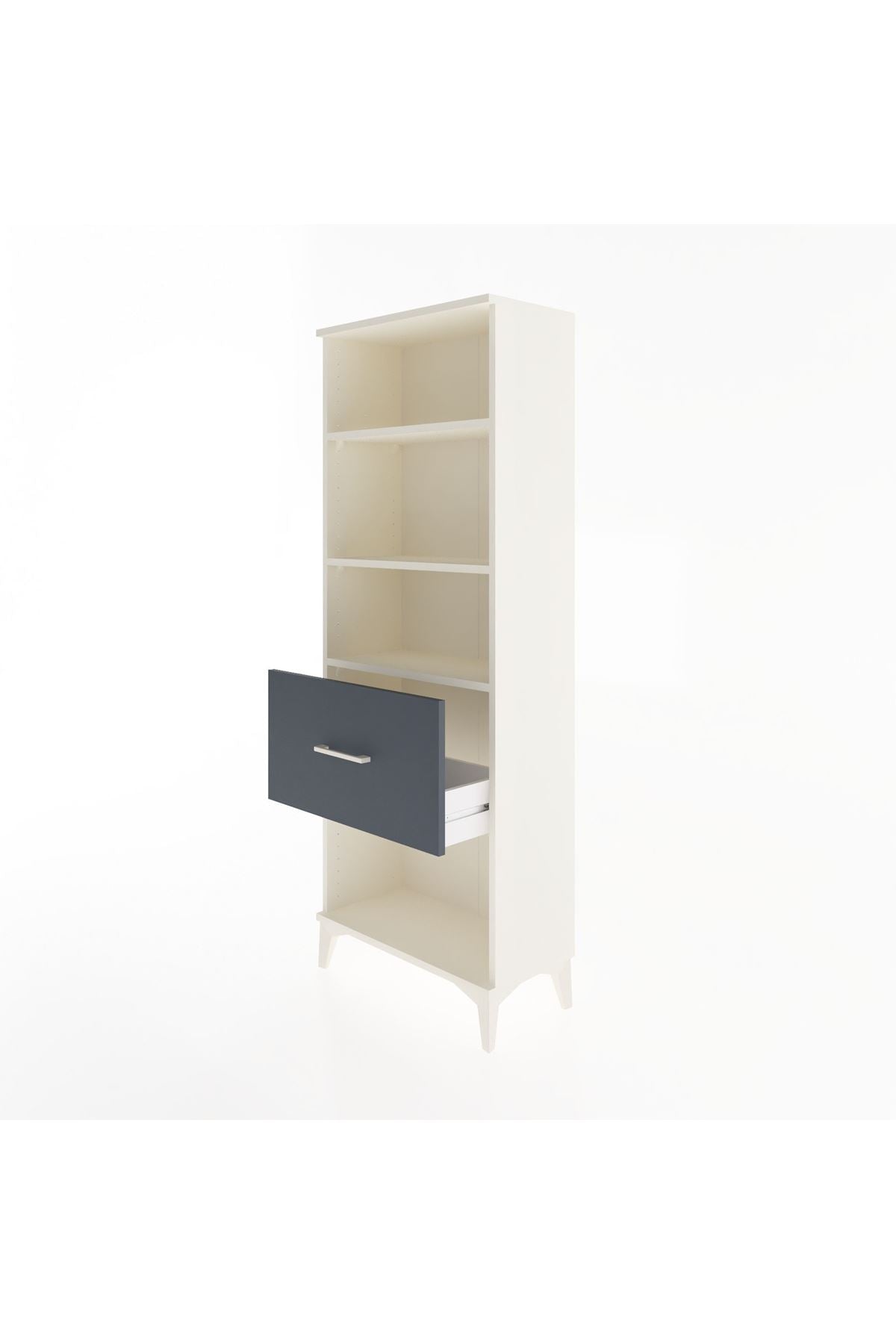 Arges Dolap 3 Raflı Tek Çekmeceli 60x30x163 Aytaşı-Antrasit