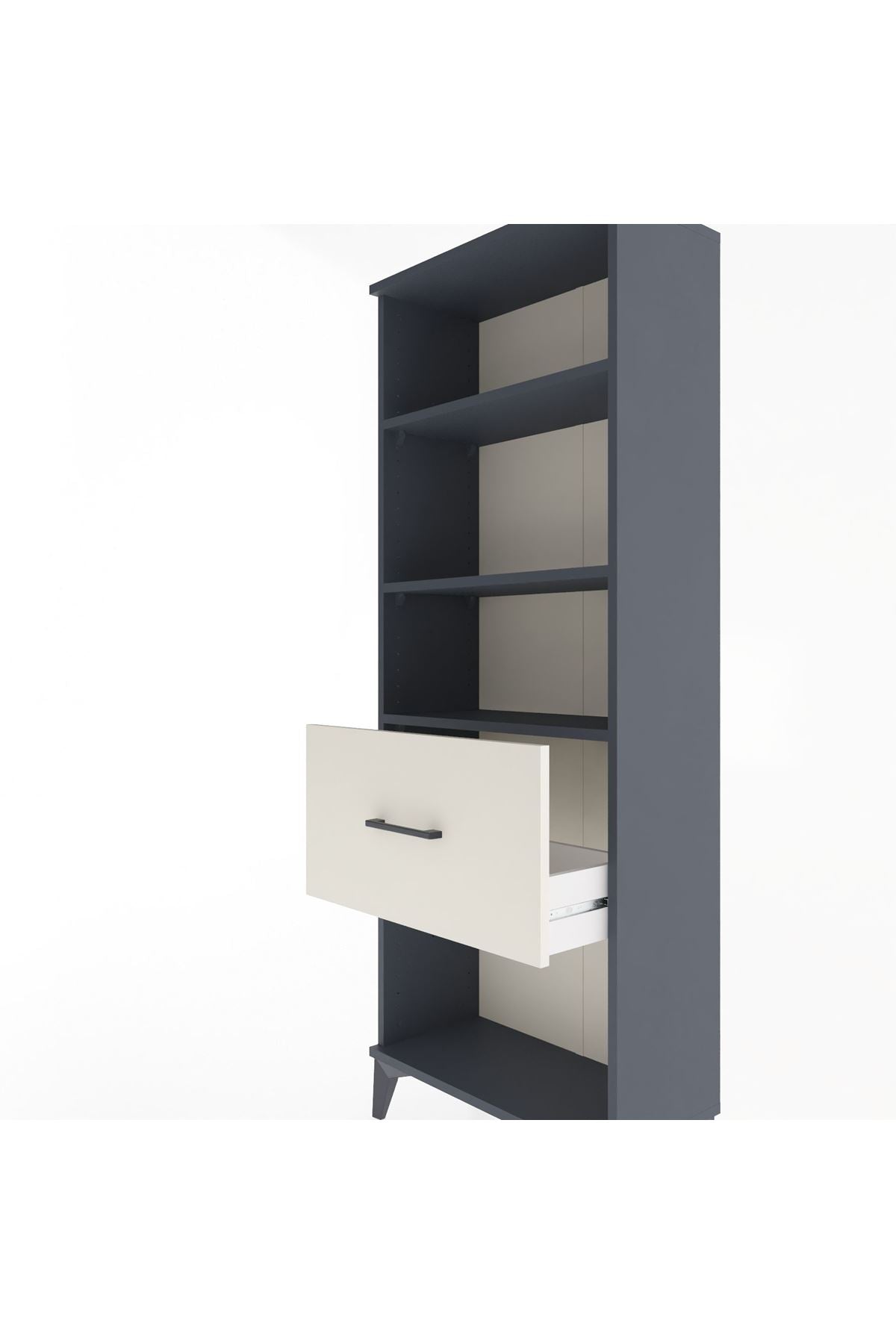 Arges Dolap 3 Raflı Tek Çekmeceli 60x30x163 Antrasit-Aytaşı