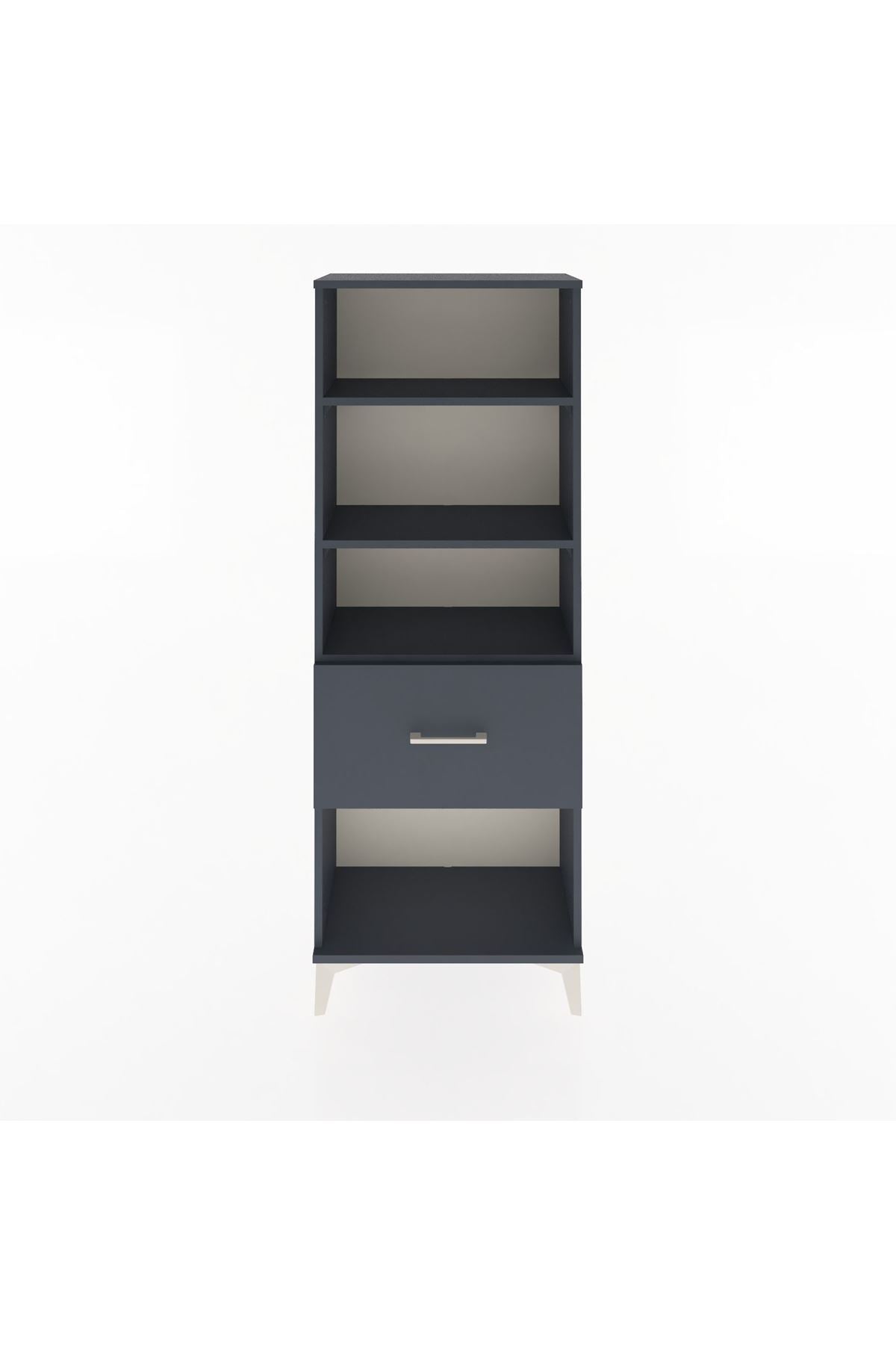 Arges Dolap 3 Raflı Tek Çekmeceli 60x30x163 Antrasit-Antrasit