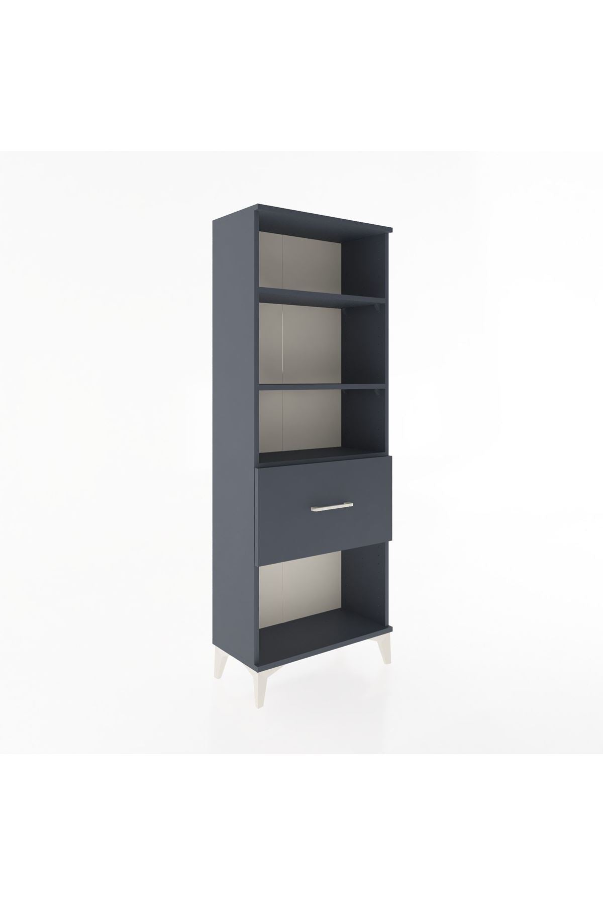 Arges Dolap 3 Raflı Tek Çekmeceli 60x30x163 Antrasit-Antrasit