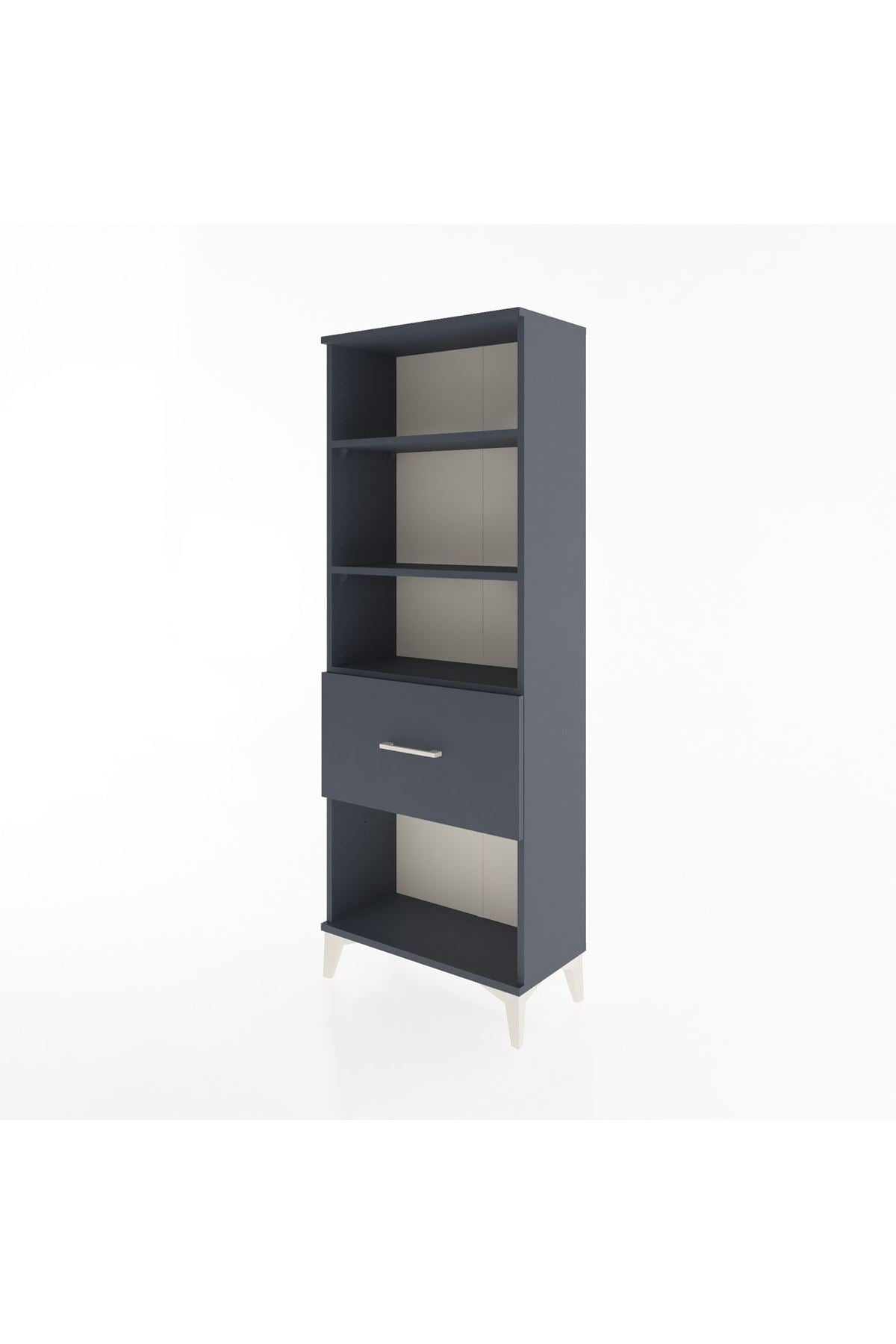 Arges Dolap 3 Raflı Tek Çekmeceli 60x30x163 Antrasit-Antrasit