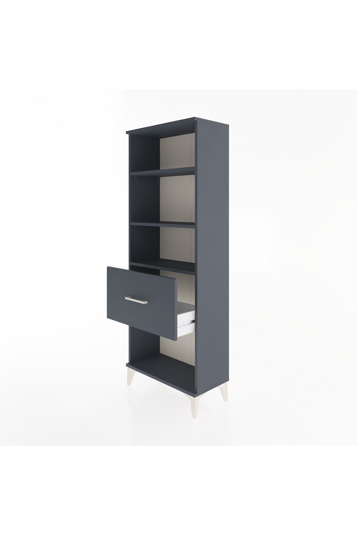 Arges Dolap 3 Raflı Tek Çekmeceli 60x30x163 Antrasit-Antrasit