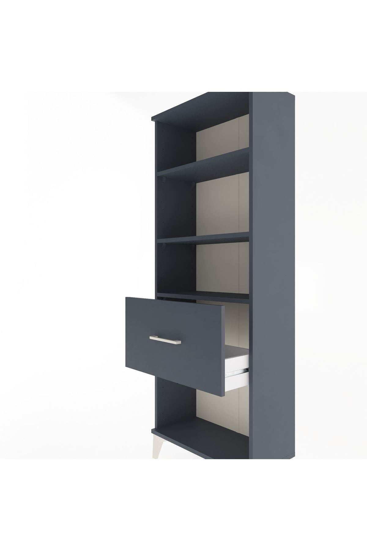 Arges Dolap 3 Raflı Tek Çekmeceli 60x30x163 Antrasit-Antrasit