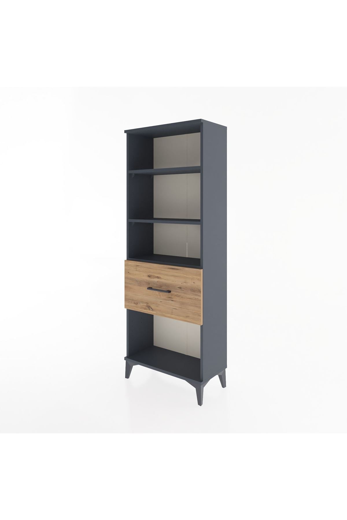 Arges Dolap 3 Raflı Tek Çekmeceli 60x30x163 Antrasit-Çam