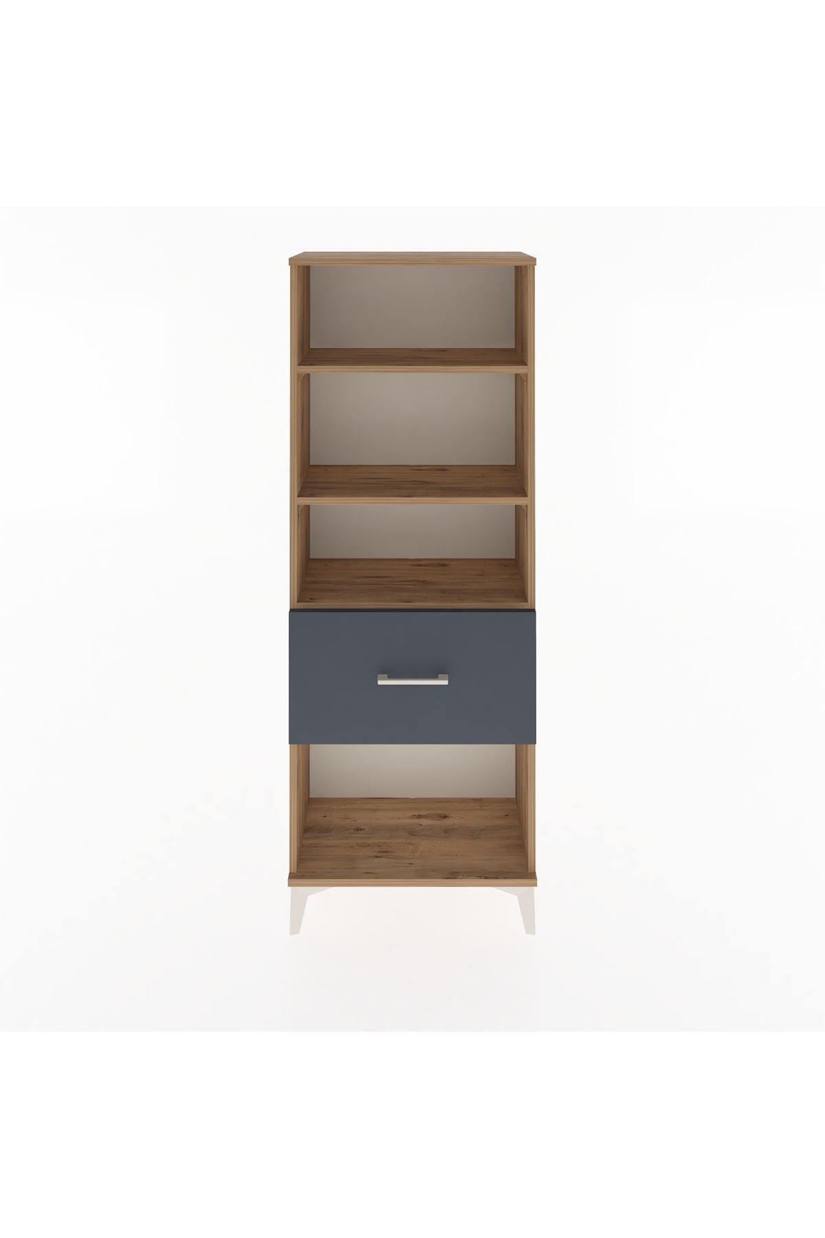 Arges Dolap 3 Raflı Tek Çekmeceli 60x30x163 Çam-Antrasit