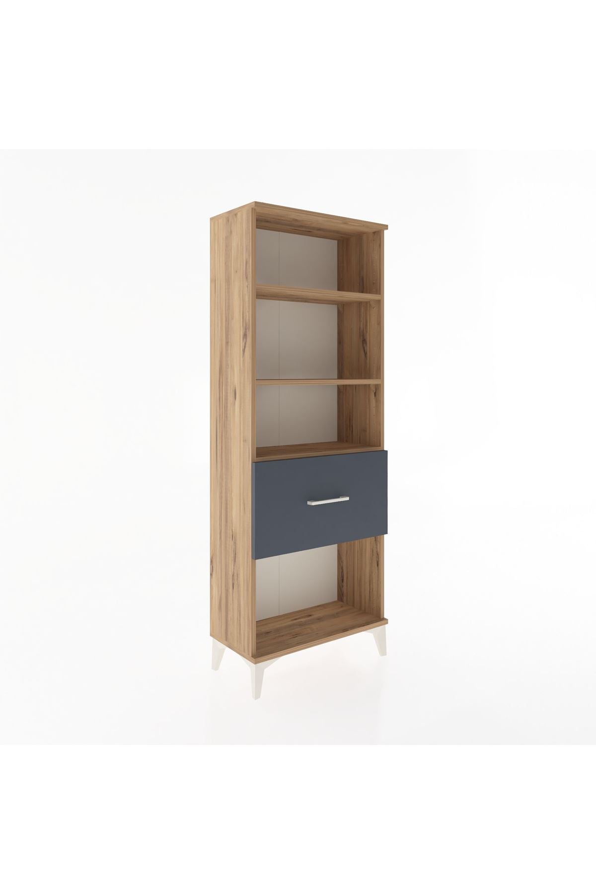 Arges Dolap 3 Raflı Tek Çekmeceli 60x30x163 Çam-Antrasit