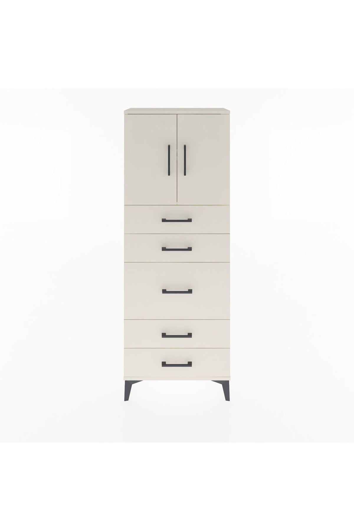 Arges Dolap 2 Raflı 5 Çekmeceli 2 Kapaklı 60x30x163 Aytaşı-Aytaşı