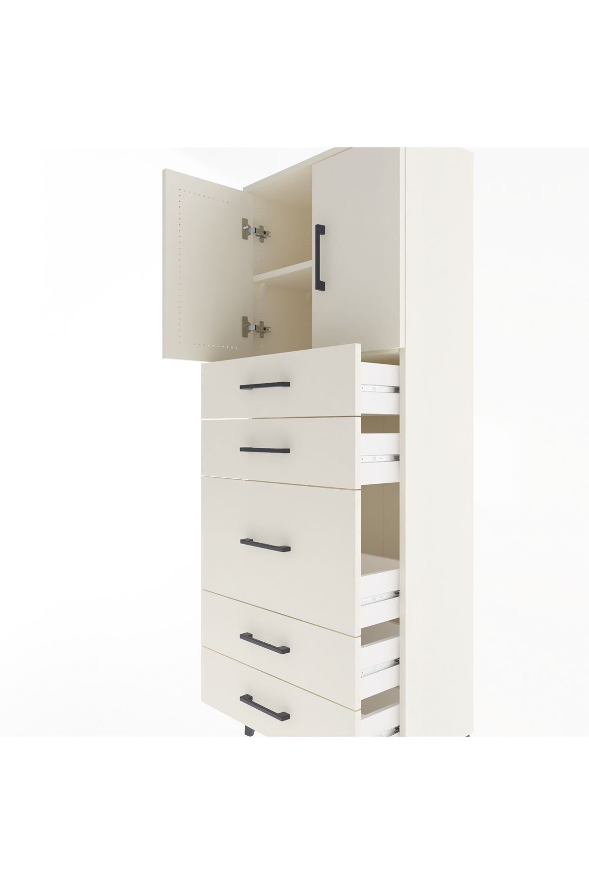 Arges Dolap 2 Raflı 5 Çekmeceli 2 Kapaklı 60x30x163 Aytaşı-Aytaşı