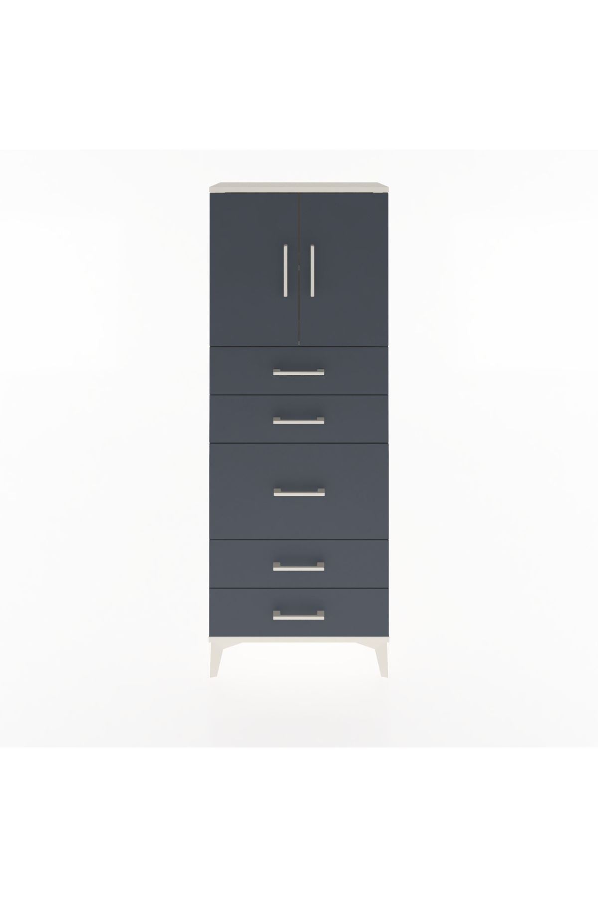 Arges Dolap 2 Raflı 5 Çekmeceli 2 Kapaklı 60x30x163 Aytaşı-Antrasit