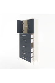 Arges Dolap 2 Raflı 5 Çekmeceli 2 Kapaklı 60x30x163 Aytaşı-Antrasit