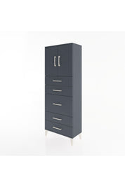 Arges Dolap 2 Raflı 5 Çekmeceli 2 Kapaklı 60x30x163 Antrasit-Antrasit