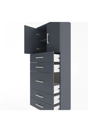 Arges Dolap 2 Raflı 5 Çekmeceli 2 Kapaklı 60x30x163 Antrasit-Antrasit