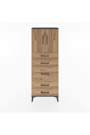 Arges Dolap 2 Raflı 5 Çekmeceli 2 Kapaklı 60x30x163 Antrasit-Çam