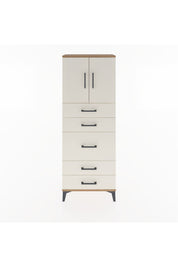 Arges Dolap 2 Raflı 5 Çekmeceli 2 Kapaklı 60x30x163 Çam-Aytaşı