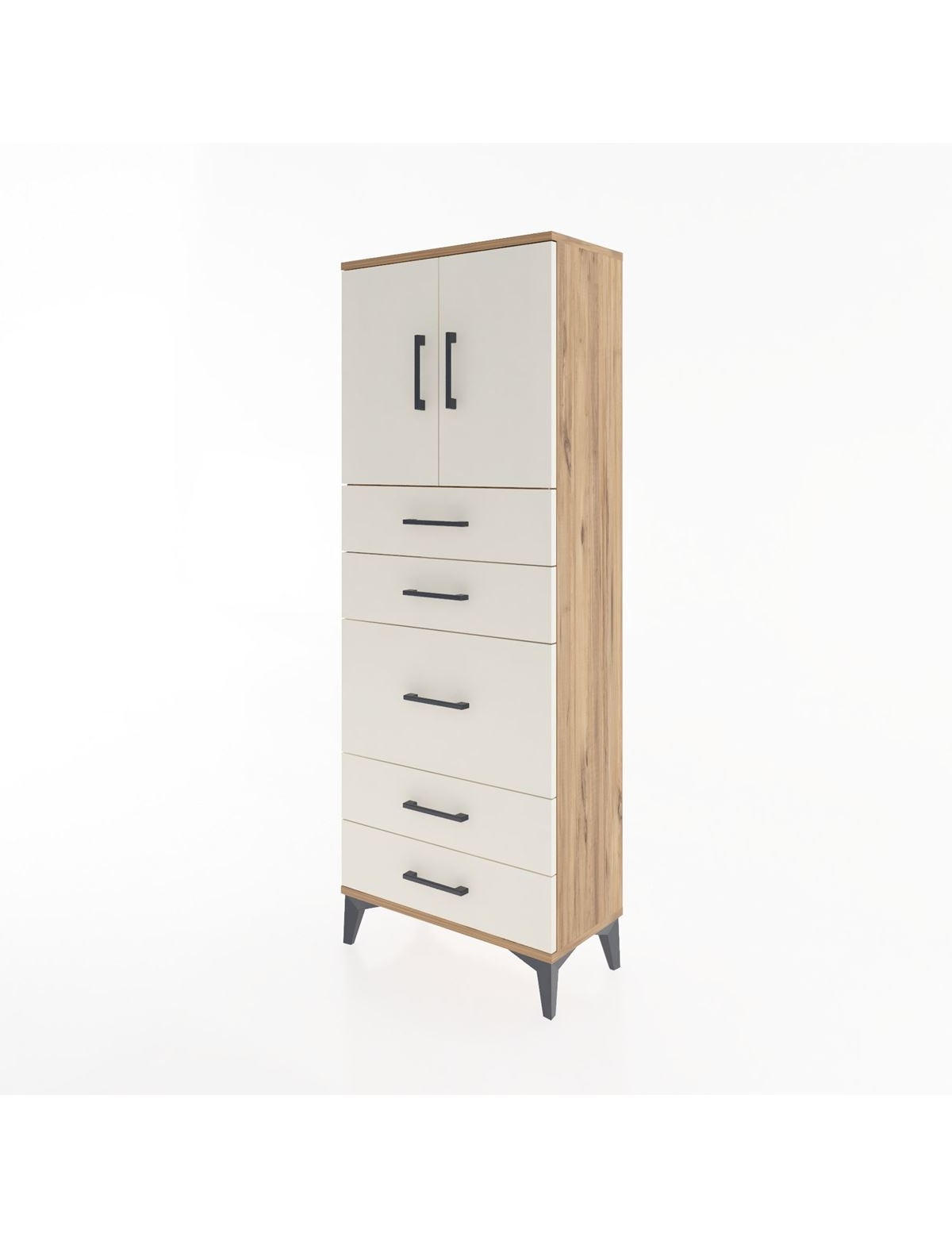 Arges Dolap 2 Raflı 5 Çekmeceli 2 Kapaklı 60x30x163 - S20M023V7A