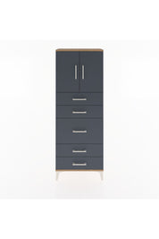 Arges Dolap 2 Raflı 5 Çekmeceli 2 Kapaklı 60x30x163 Çam-Antrasit