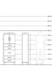 Arges Dolap 2 Raflı 5 Çekmeceli 2 Kapaklı 60x30x163 Çam-Antrasit
