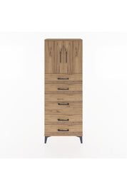 Arges Dolap 2 Raflı 5 Çekmeceli 2 Kapaklı 60x30x163 Çam-Çam