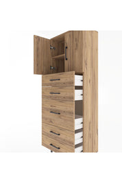 Arges Dolap 2 Raflı 5 Çekmeceli 2 Kapaklı 60x30x163 Çam-Çam