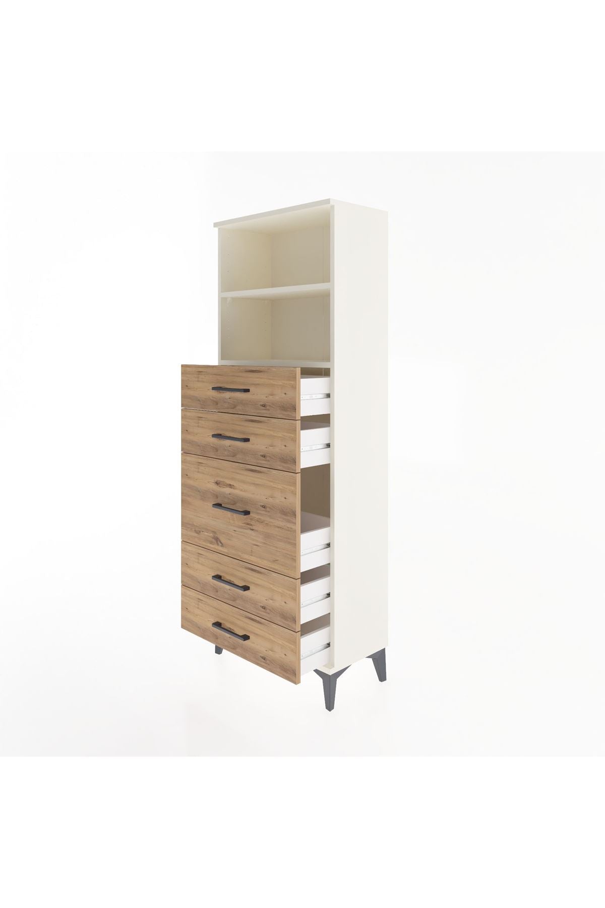 Arges Dolap 2 Raflı 5 Çekmeceli 60x30x163 Aytaşı-Çam