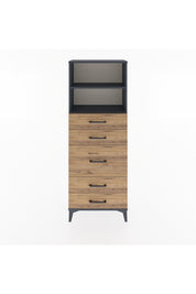 Arges Dolap 2 Raflı 5 Çekmeceli 60x30x163 Antrasit-Çam