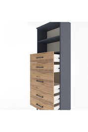 Arges Dolap 2 Raflı 5 Çekmeceli 60x30x163 Antrasit-Çam
