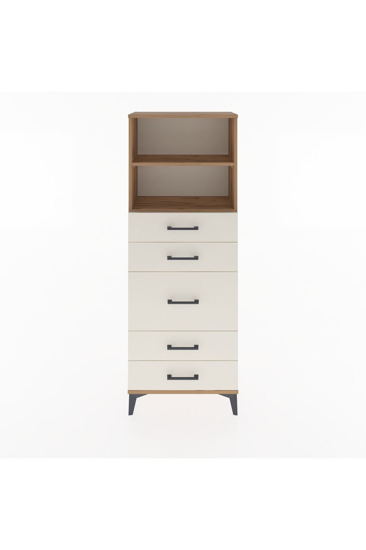 Arges Dolap 2 Raflı 5 Çekmeceli 60x30x163 Çam-Aytaşı