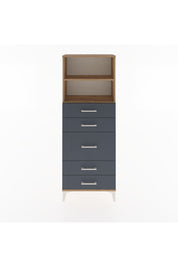 Arges Dolap 2 Raflı 5 Çekmeceli 60x30x163 Çam-Antrasit