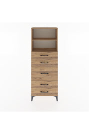 Arges Dolap 2 Raflı 5 Çekmeceli 60x30x163 Çam-Çam