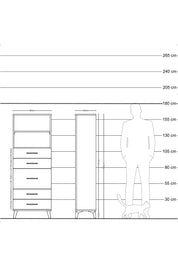 Arges Dolap 2 Raflı 5 Çekmeceli 60x30x163 Çam-Antrasit