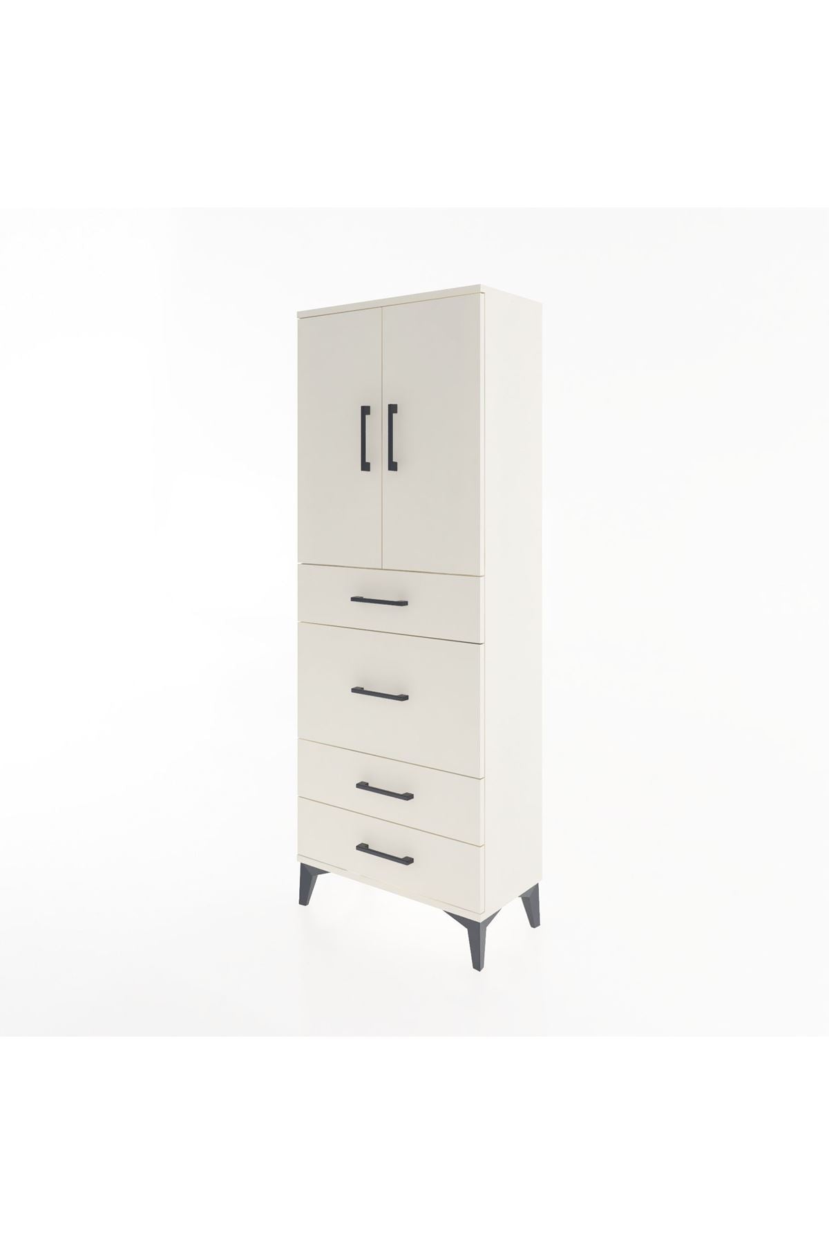 Arges Dolap 3 Raflı 4 Çekmeceli 2 Kapaklı 60x30x163 Aytaşı-Aytaşı