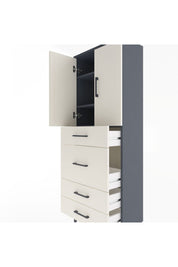 Arges Dolap 3 Raflı 4 Çekmeceli 2 Kapaklı 60x30x163 Antrasit-Aytaşı