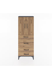 Arges Dolap 3 Raflı 4 Çekmeceli 2 Kapaklı 60x30x163 Antrasit-Çam