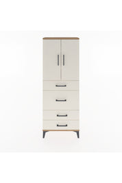 Arges Dolap 3 Raflı 4 Çekmeceli 2 Kapaklı 60x30x163 Çam-Aytaşı