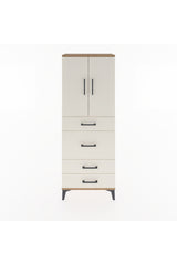 Arges Dolap 3 Raflı 4 Çekmeceli 2 Kapaklı 60x30x163