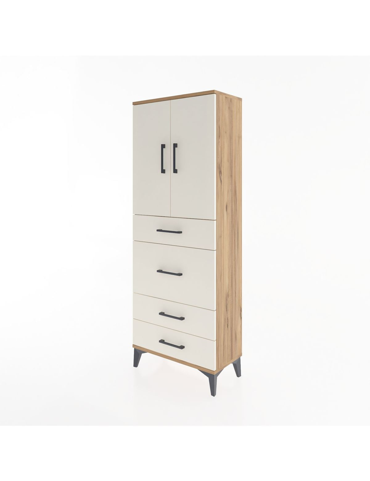 Arges Dolap 3 Raflı 4 Çekmeceli 2 Kapaklı 60x30x163 - S20M025V7A