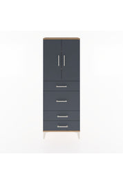Arges Dolap 3 Raflı 4 Çekmeceli 2 Kapaklı 60x30x163 Çam-Antrasit
