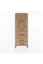 Arges Dolap 3 Raflı 4 Çekmeceli 2 Kapaklı 60x30x163 Çam-Çam